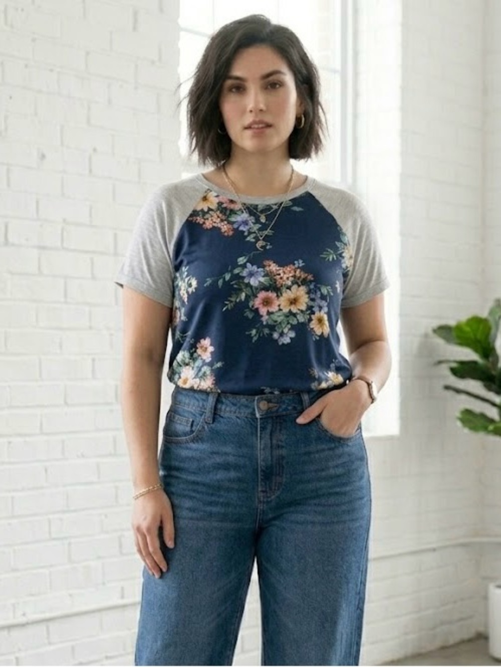 Pepper & Zoe Floral Raglan Short Sleeve Cottagecore Top